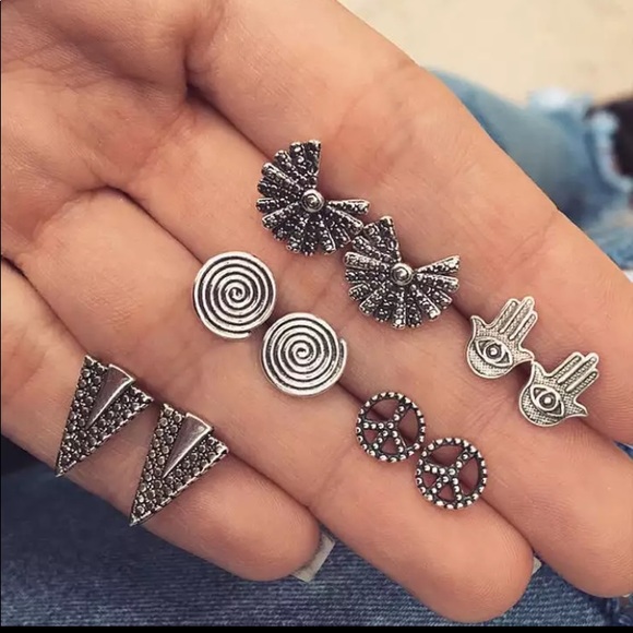Lex T’s Closet Jewelry - BOGO! Hamasa Stud Earring Set 5 Pairs Peace Boho